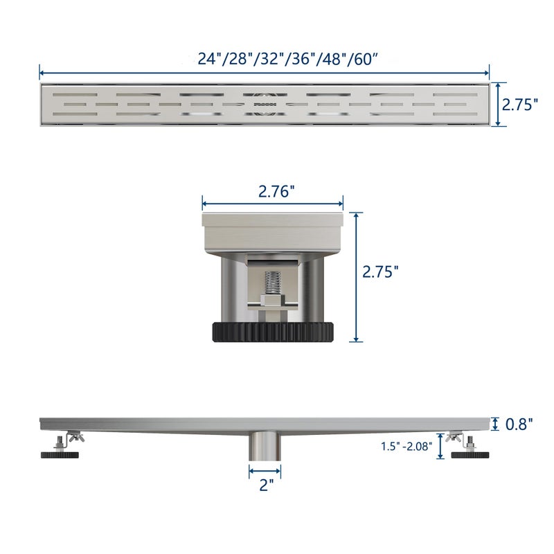 Neodrain 32 Inch Rectangular Linear Shower Drain with Brick Pattern Grate, Brushed 304 Stainless Steel Bathroom Floor Drain,Shower Floor Drain Includes Hair Strainer - Image 2